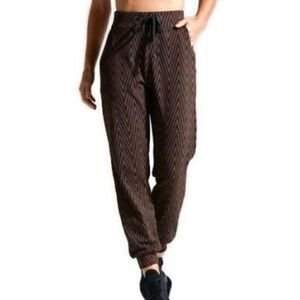 NOLI Vienna Jacquard Jogger Pants Drawstring Pockets Women Small Brown Black‎